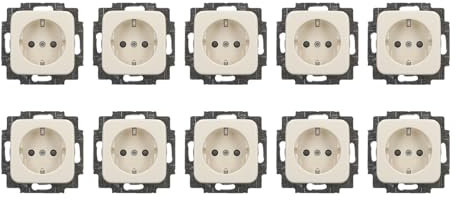 10 Stück Busch-Jaeger Busch-Duro 2000 SI Set: 20 EUCKS-212 Steckdose mit erh. Berührungsschutz Cremeweiß 2CKA002013A4375