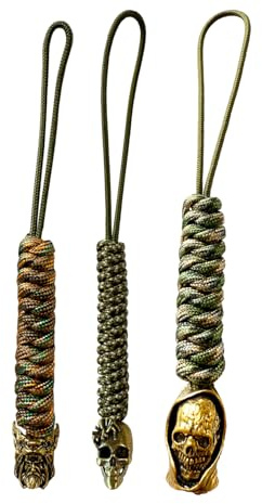 OMIWOUT Paracord 550/275 Knife Lanyards with Fantastic Bronze Beads for Knife & Keychain (3-Pack-H)