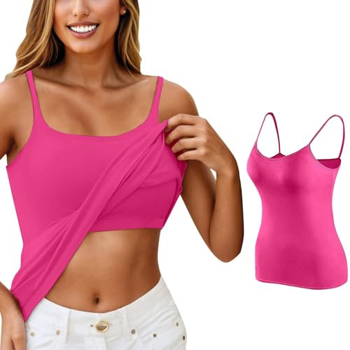 Canotta con Reggiseno Incorporato Senza Ferretto Canottiera Donna Contenitiva Modellante Snellente Imbottito Canotte Microfibra Spalla Stretta Gilet Sottile Tank Top Sport Senza Maniche Tinta (XXL)