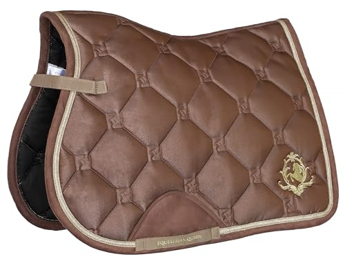 EQUESTRIAN QUEEN Schabracke – atmungsaktive & stoßdämpfende Satteldecke für Dressur & Vielseitigkeit – elegant gesteppt, pflegeleicht, Größe Full - Riga 24AW (Braun, Vielseitigkeit)
