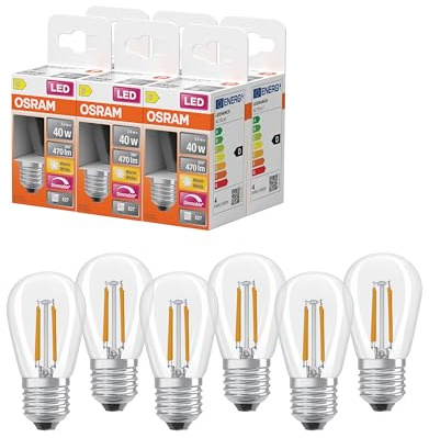 Osram LED-Lampe Superstar Edison ST45 DIM 3,4W Klar E27 | LED Superstar Mini Edison ST45 40 Filament DIM, LED Lamps, klar, 45 mm dia, 15000 h, 6-Pack