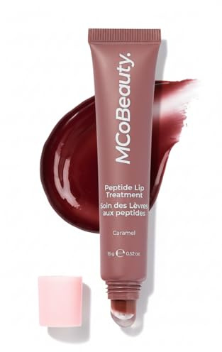 MCoBeauty Peptide Treatment - Nude Brown High Gloss Lip Plumper | Nude Brown Tinted Glaze, Hydrating Cream Oil, Shea Butter & Peptides, Vegan & Cruelty Free