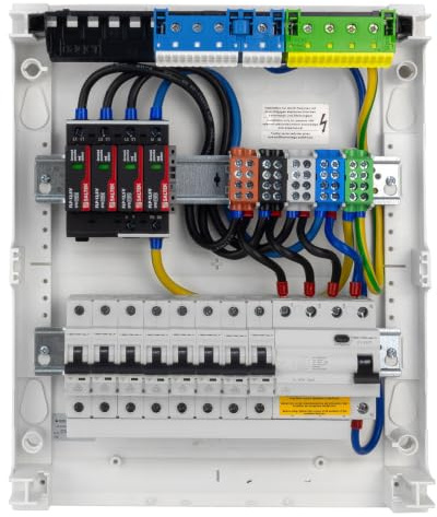 Doktorvolt Sicherungskasten Aufputz 2-reihig 24 Module – Verteilerkasten verdrahtet mit 8x MCB 1x RCCB VDE geprüft Saltek Überspannungsschutz IP40 Hager Verteilerschrank 370x305x96,5 mm