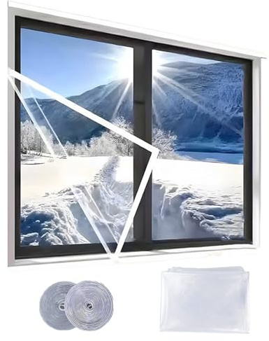 BommFu Fenster Isolierfolie - Winddicht Wärmedämmend Wiederverwendbar - Isolierfolie Für Kalte Wetterverhältnisse Und Winterfest,Für Innen Außen Haus Terrasse Dachboden Keller Wohnzimmer Schlafzimmer