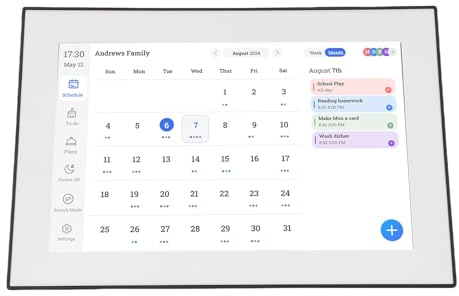 Annadue 10,1 Zoll Intelligenter Digitaler Kalender, Elektronisches Fotorahmen-Display mit WiFi-Synchronisierung, Essensplaner, Sprachaufzeichnung, Familienplanung, für das Home Office (EU)