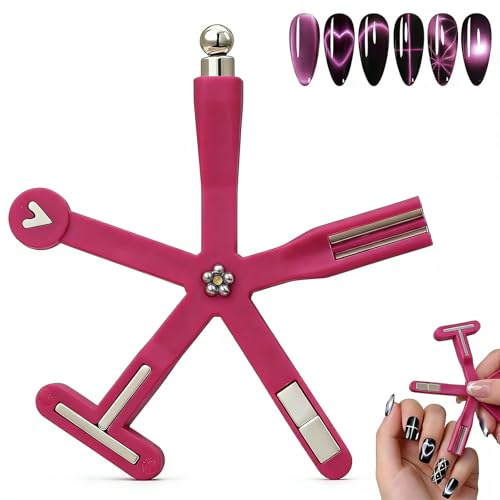 8 in 1 Nagelmagnete für Katzenaugen-Gelpolitur, Katzenaugen-Werkzeuge für Nägel mit Stahlkugel, multifunktionaler Nagelmagnet für Nagelstudio Zuhause DIY (Rot)