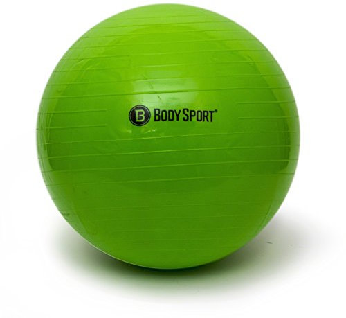 Body Sport Exercise Ball with Pump for Home, Gym, Balance, Stability, Pilates, Core Strength, Stretching, Yoga, Fitness Facilities, Desk Chairs – Green 55cm