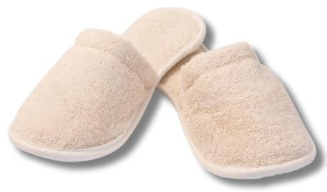 Eco Bath London Natural Toweling Slippers - Luxury 100% Organic Cotton, Ultra Soft, Machine Washable Indoor Slippers for Bath and Home XL Size (10-11)