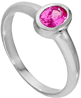 jewellerybox Bague Solitaire en Argent 925/1000 et Oxyde de Zirconium Rose Octobre - Taille 52