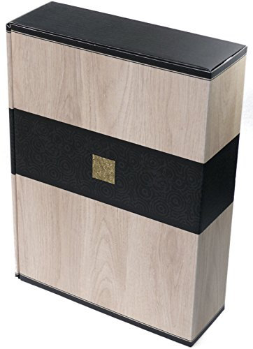 Schwarzwald Metzgerei - Geschenkebox Prestige in Holz Optik mit Prägung - Stabiler Karton für drei Weinflaschen (WK 3er) - 370 x 270 x 100mm (1)