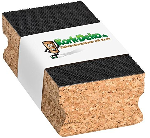 Kork-Schleifklotz mit Klett-Verschluss (Haftung mit Klett-System) 120x40x60 mm | Schleifblock/Handschleifklotz aus Kork als Halterung für Schleifpapier, Schmirgelpapier, Sandpapier von Kork-Deko