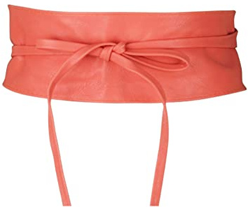 KRISP Women Faux Leather PU Obi Belt Cinch Wide Waist, Coral, One Size, 14987-COR-OS