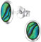 EYS JEWELRY Damen Ohrringe oval Abalone Paua Muschel 925 Sterling Silber 9 x 6 mm Ohrstecker Damenohrringe Damenohrstecker