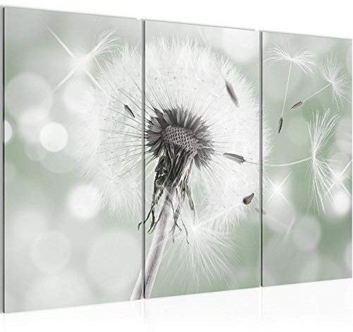 Runa Art Wandbilder Pusteblume Bild XXL Wohnzimmer Schlafzimmer Grün Natur makro 120 x 80 cm 3 Teilig 211231c