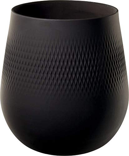 Villeroy & Boch Collier Noir Vase Carre No.1, 23 cm, Premium Porzellan, schwarz