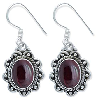 Ohrringe 925 Silber Granat roter Stein Edelstein Ohrhänger echt Silber Damen Sterling Silber Hänger Geschenk (MOH-113-02)