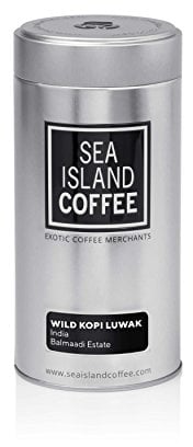 Wild Kopi Luwak Civet Cat Ground Coffee 125g Tin - India Balmadi Estate - For Cafetiere French Press Drip Filter V60 and Aeropress - Freshly Roasted To Order And Shipped Direct From Sea Island Coffee