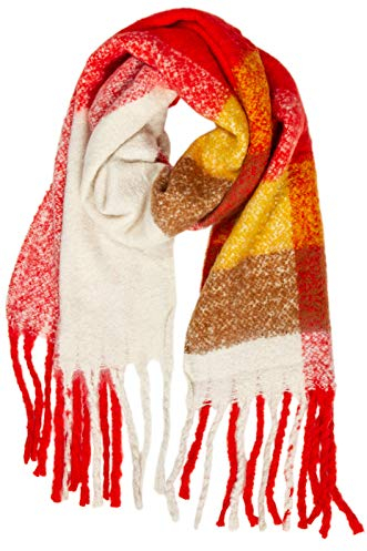 Caspar SC483 Damen XXL Fransen Karo Schal, Farbe:orange, Größe:One Size