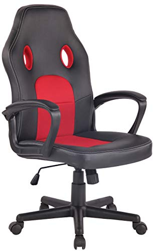 CLP Gaming Bürostuhl Elbing I Höhenverstellbarer Schreibtischstuhl, Farbe:schwarz/rot