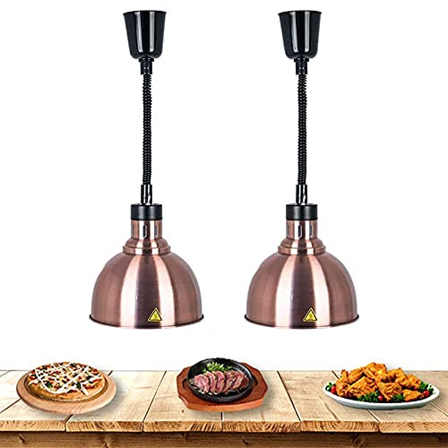 Aprilhp Lampe Chauffe-Plats, Rétractable Lampe chauffante Buffet Fournitures de Restaurant Hôtel Cuisine Equipement Ajustable Lustre Suspendu, 250W, Lot de 2