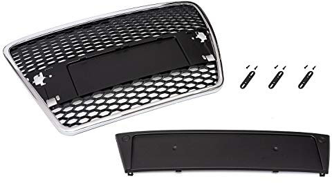Kühlergrill Sportgrill Waben Alu Schwarz Emblem Halter für A6 4F 2004-08