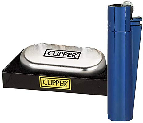 Clipper Metal Series Encendedor de metal con rueda de rallado, incluye 1 mechero Sepilo® Jet Flame gratis (Deep Blue)