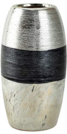 Lifestyle & More Moderne Dekovase Blumenvase Tischvase Vase aus Keramik Silber/anthrazit Höhe 21 cm