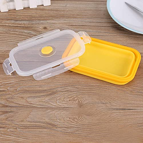 HERCHR Silicone Camping Lunch Box,17.5Oz/500ml Collapsible Lunch Box Collapsible Silicone Food Storage Container with Lid Airtight, Meal Prep, Lunch Container Bowl Bento Lunch Box for Kids/Men/Women