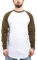 Blackskies Baseball Longsleeve T-Shirt | Langes Oversize Fashion Basic Langarm Raglan Herren Longshirt Long Tee Melliert - Weiß-Olive X-Large XL