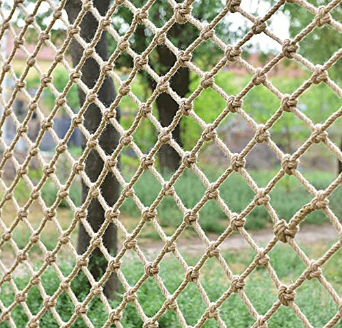 RZM Hemp Rope Cargo Net, Wall Decorative Isolation Hang Cloth Net, Kids Stair Balcony Railings Fence Playground Safety Net, Outdoor Swing Treehouse Plant Climbing Net (Size : 1 * 2m(3 * 7ft))