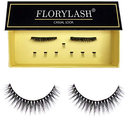 FLORYLASH® | Casual Look - Magnetische Wimpern 3 Magnete Natürlich Magnetic Fake Lashes ohne Eyeliner 3D Volumen Set Wiederverwendbar (Größe S, 25 mm breit)