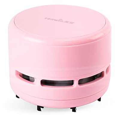 Rolin Roly Mini Tischsauger Tragbar Kabellos Tischstaubsauger Auto Wireless Tischstaubsauger 360° Drehbar Staubsauger für Reinigung Krümel Desktop Haushalt Büro (Reines Rosa)