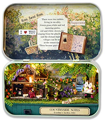Cuteefun Kit Casa in Miniatura Fai-da-Te da Costruire in Scatola per Adulti, Mini Teatro Fatto a Mano, Regali Creativi Artigianali per Donne (Country Life)