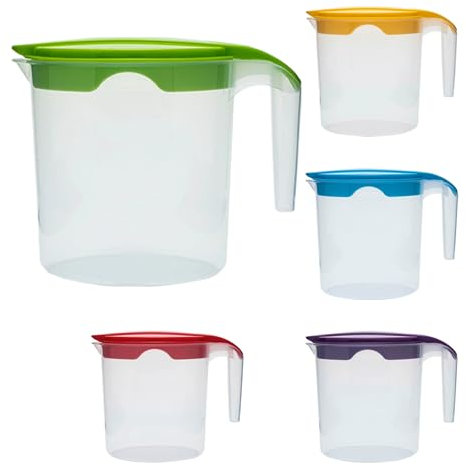 1 Liter Plastic Water Fruit Juices Jug Milk with Lid and Easy in Pouring (Green, 2)