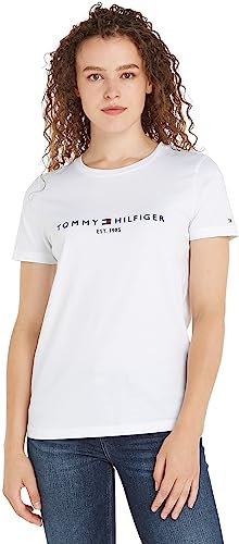 Tommy Hilfiger Women’s Short Sleeve Round Neck Heritage T-Shirt, White (White), XL