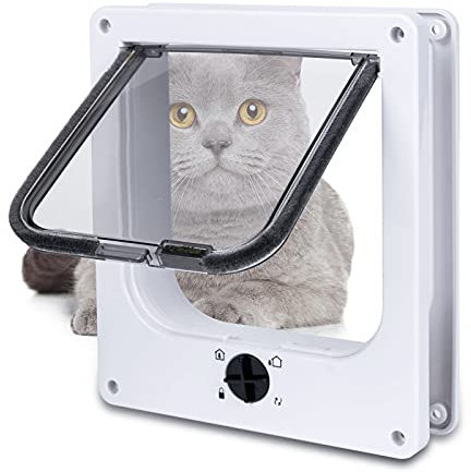 EGETOTA Cat Doors Flap Medium (Outer Size 8.7 x 7.5), Magnetic Pet Door with 4 Way Locking for Interior Exterior Doors, Weatherproof Pet Door for Cats Doggie Kitties & Kittens, Easy Installation