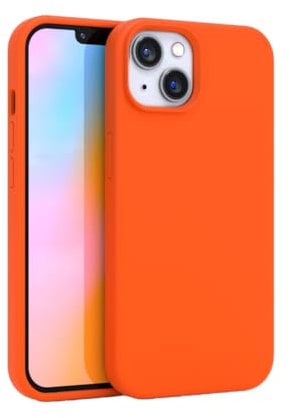 FELONY CASE - iPhone 13 / iPhone14 Case - Neon Orange Silicone Phone Cover | Liquid Silicone with Anti-Scratch Microfiber Lining, 360° Shockproof Protective Case for Apple iPhone 13 / iPhone14