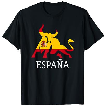 España Bandera Española Souvenir Toro España Bull Silhouette Camiseta