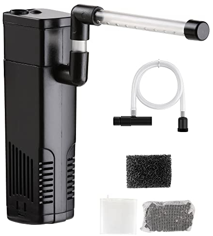 NICREW Aquarium Innenfilter, Einstellbarer Durchfluss Aquarienfilter mit Wasserpumpe für Aquarium von bis 20L, Leise, 3,5 W