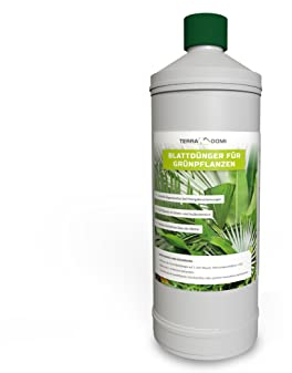 TerraDomi Blattdünger für Grünpflanzen | Für Palmen, Kakteen und andere Pflanzen | schnelle Hilfe bei Mangelerscheinungen und Nährstoffmangel | Für grüne und gesunde Blätter | 1 Liter