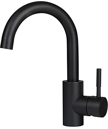 Mursche Wasserhahn Bad Waschtischarmatur Waschbecken - Armatur Schwarz Warm und Kaltwasserhahn 360° Drehbar Hochdruck Edelstahl Mischbatterie Badarmatur Für Badezimmer WC Spül Küche