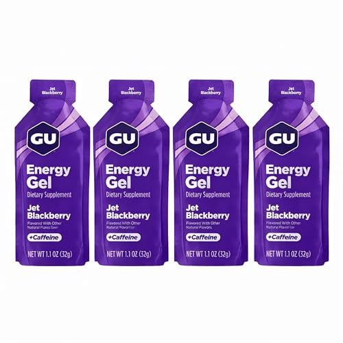 Gu Energy Running Gels - 4 Gel Taster Pack - Sports Energy Gels For Running , Cycling, Triathlon (Jet Blackberry)