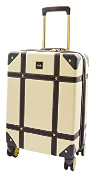 A1 FASHION GOODS Retro Hartschalen-Koffer, 8 Räder, Koffer, Reisetasche, archaisch, cremefarben, Cabin | 55 x 35 x 22cm, 3kg, Hartschalengepäck mit Spinnrädern