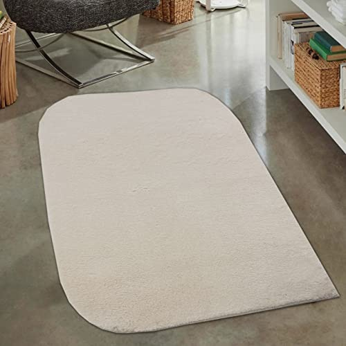 CARPETIA Teppich Abgerundete Ecken Waschbar rutschfest Beige 60x110 cm | Weich, waschbar, rutschfest und allergikerfreundlich, OEKO-TEX geprüft, für Fußbodenheizung, Wohn-, Schlaf- & Flurbereiche