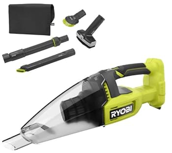 RYOBI Pack Aspirateur à Main RHV18-0 - 18V One+ - 600ml - sans Batterie ni Chargeur - Kit 6 Accessoires RAKVA04 pour Nettoyage Automobile