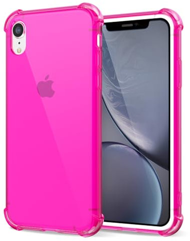 Svanove Designed for iPhone XR Case Clear, Neon Vibrant Bright Color, Transparent Protective Jelly Silicone Case for Women Girl Cute, Soft Flexible TPU, Thin Slim, Hot Pink