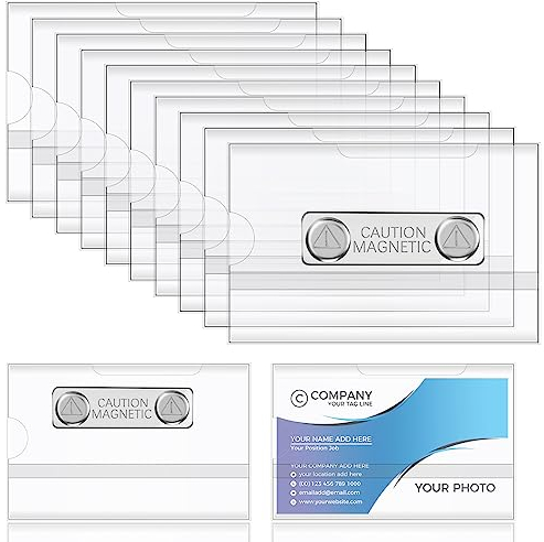 Faccito Magnetische Namensschildhalter 9 x 5,5 cm ID PVC Namensschilder Magnet Namensschilder für Kleidung Arbeit Konferenz Abzeichen Horizontaler Ausweishalter für Schule Unternehmen (10 Stück)