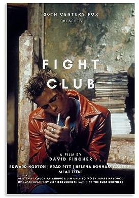 UMCHU Fight Club Movie Poster Dekorative Malerei Leinwand Wandkunst Wohnzimmer Poster Schlafzimmer Malerei,Wandkunst Bilddruck Moderne Familienzimmer Dekor 08x12inch(20x30cm)