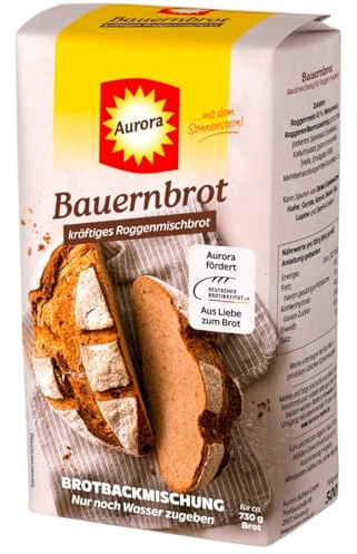 Aurora Bauernbrot Roggenmischbrot Backmischung 500g | mit Sauerteig & Hefe | Brot Backen mit Anleitung leicht gemacht! (6er Pack)