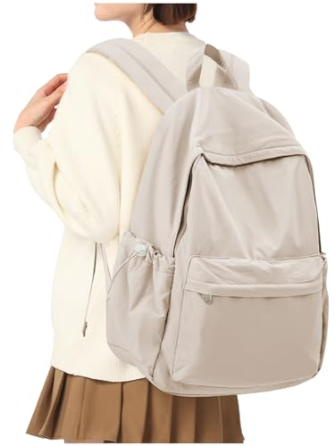 HYC00 Rucksack Schule Teenager Mädchen Damen Causal Schulrucksack College-Rucksack, leichte Schultasche Arbeitstasche für Jungen und Mädchen, passend für 14-Zoll-Laptop Daypack Bookbag,Helles Khaki